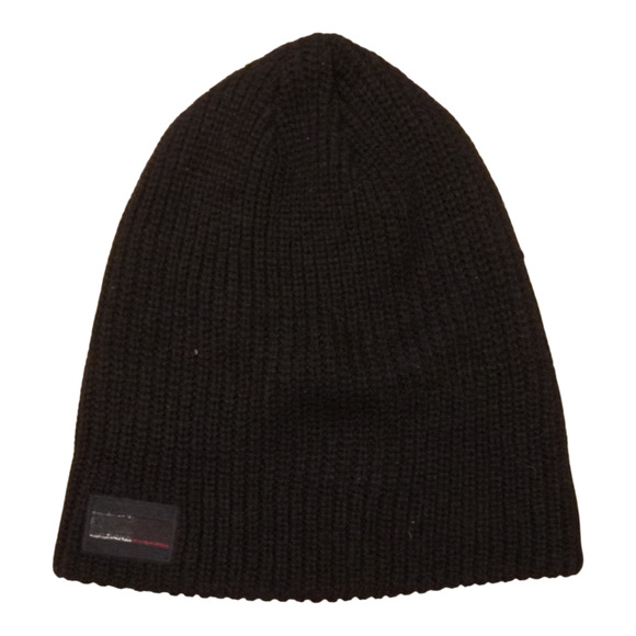 Tommy Hilfiger Unisex Black Knit Cuffed Beanie Hat Logo Acrylic Y2K MSPR $59 - Picture 6 of 9